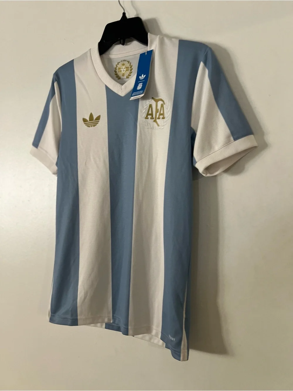 adidas Argentina AFA Striped Soccer Jersey - White & Light Blue 50th ANNIVERSARY